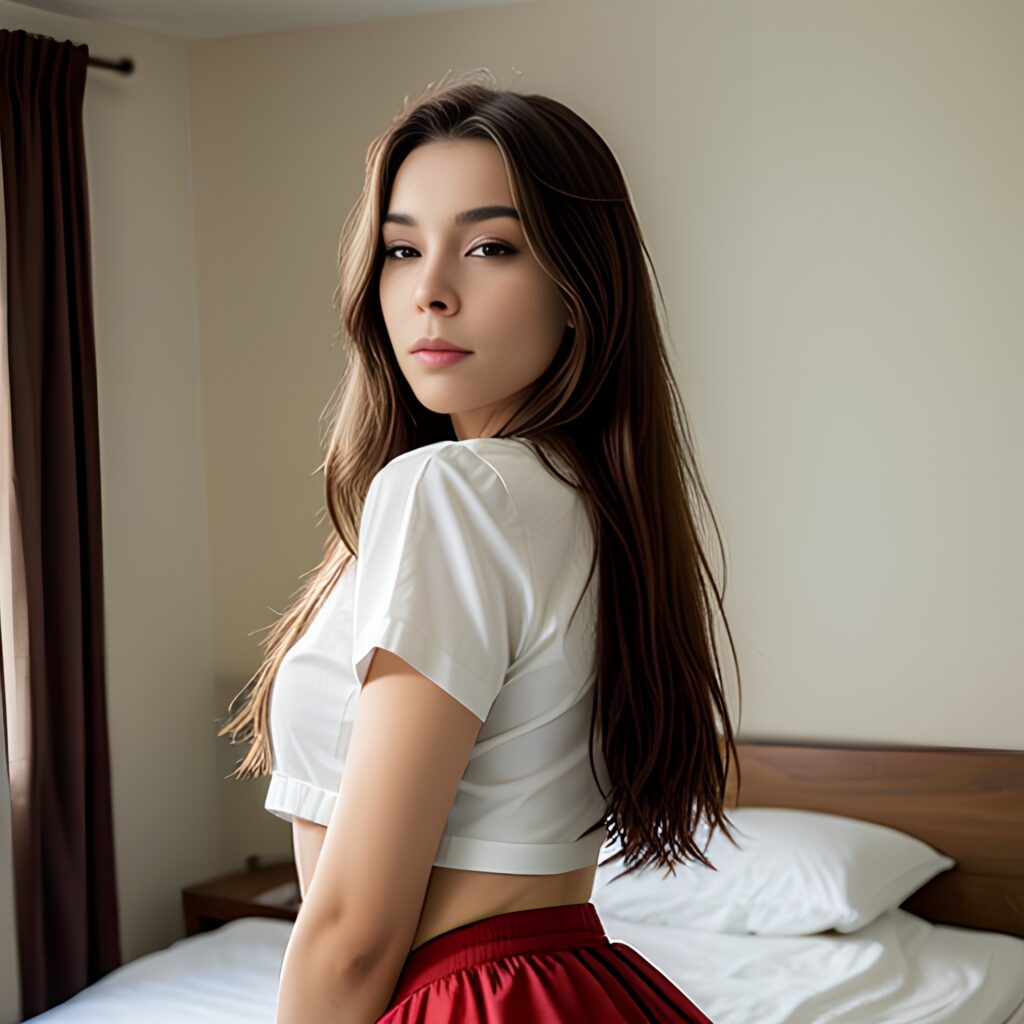 middle eastern side woman mini skirt brunette bedroom long hair 