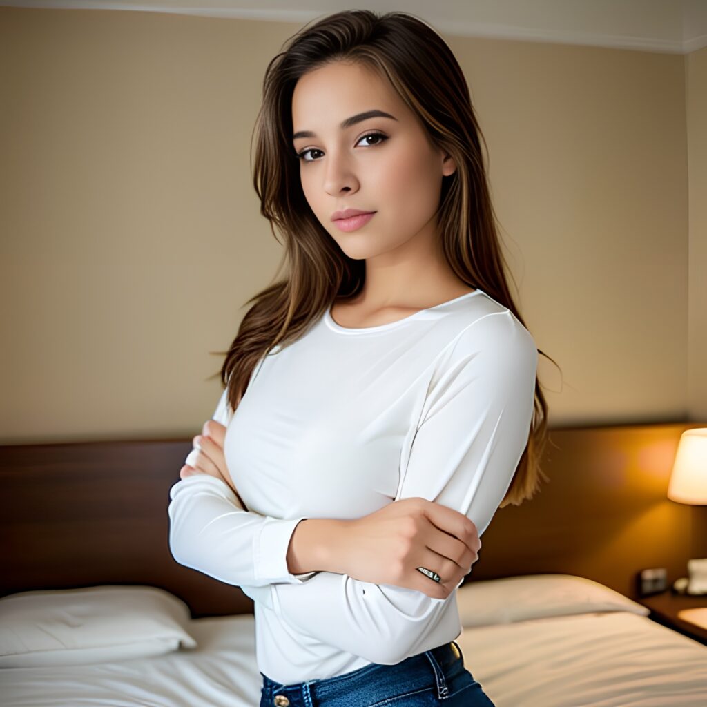 bright lighting woman brunette bedroom shirt middle eastern 