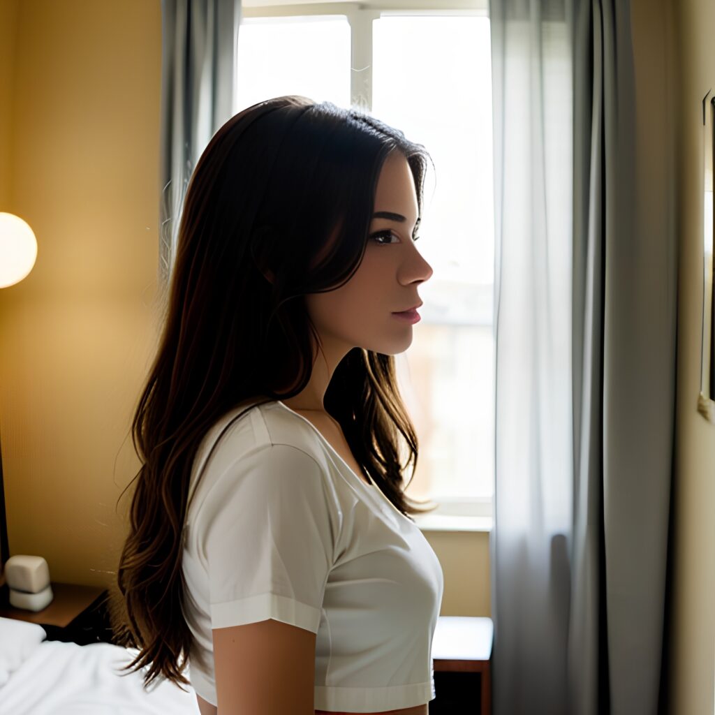 side woman middle eastern mini skirt bedroom brunette 